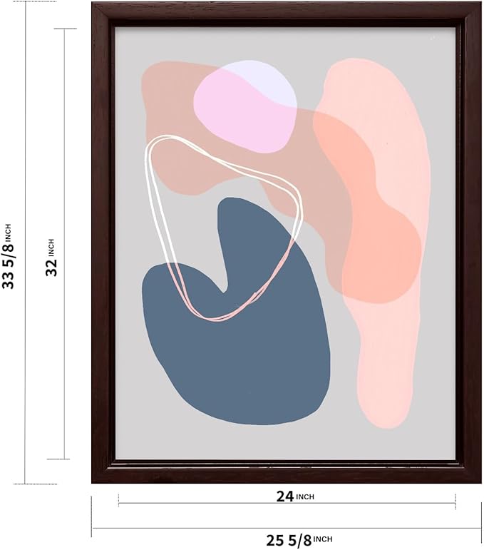 Monem Art Abstract Organic Shapes Print - Minimal Scandinavian Line Art Poster - Wall Decor for Living Room, Bedroom or Office - 24x32 Brown Framed CANVAS Wall Art by Mareike Bohmer