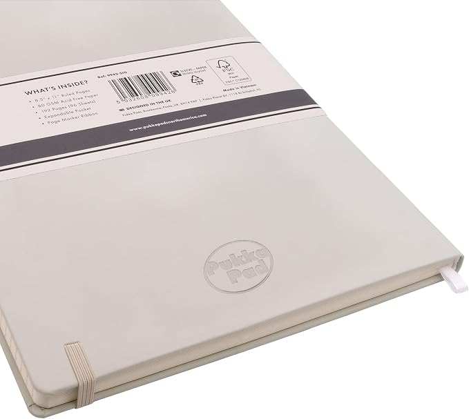 Pukka Pad Soft Cover Letter Size Notebook – Vegan Leather Journal with 192 Pages, 96 Sheets of 80GSM Ivory Paper, College Ruled without Margins – 8.5 x 11in, Oatmeal
