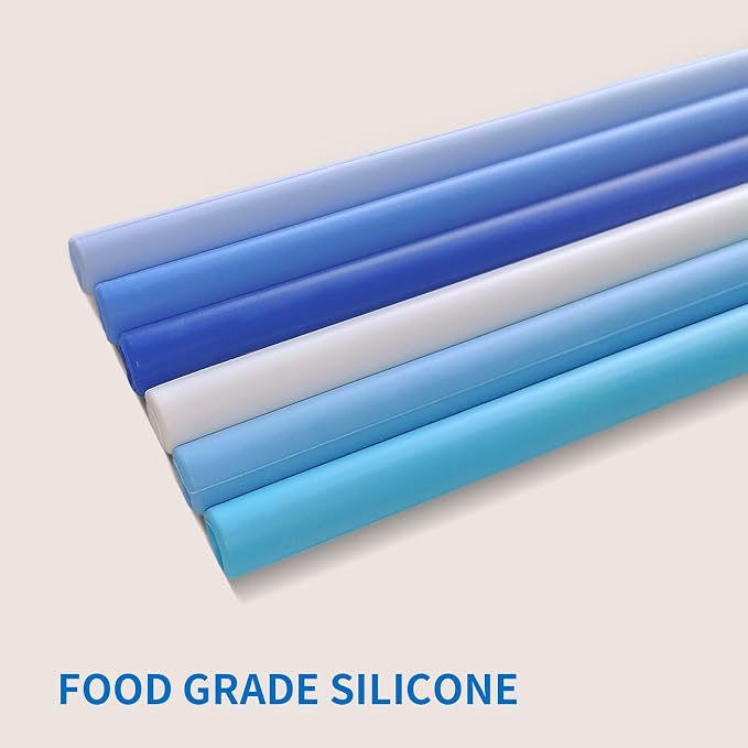 6 Pack Reusable Silicone Straws Compatible with Stanley 40oz 30oz 20oz Tumblers, 12.2" Long x 0.374" Diameter BPA-Free Drinking Straws with 2 Cleaning Brushes, Flexible Cuttable Teeth-Friendly