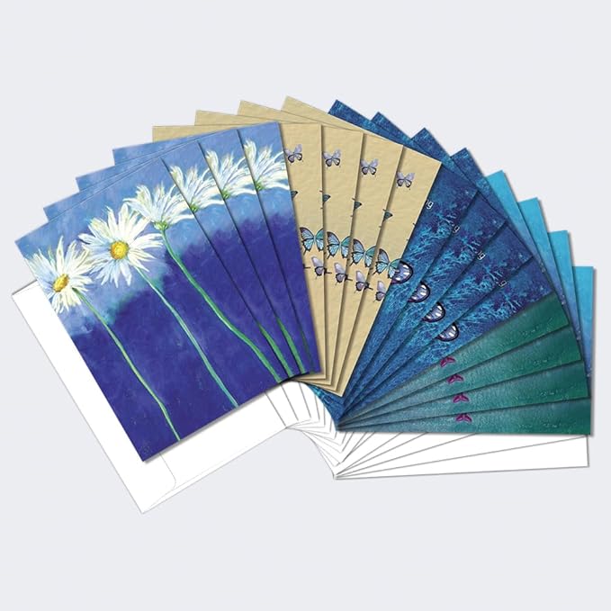 Tree-Free Greetings - All Occasion Cards - Artful Designs - 16 Assorted Cards + White Envelopes - Made in USA - 100% Recycled Paper - 4"x6" - In The Garden (FP54261)