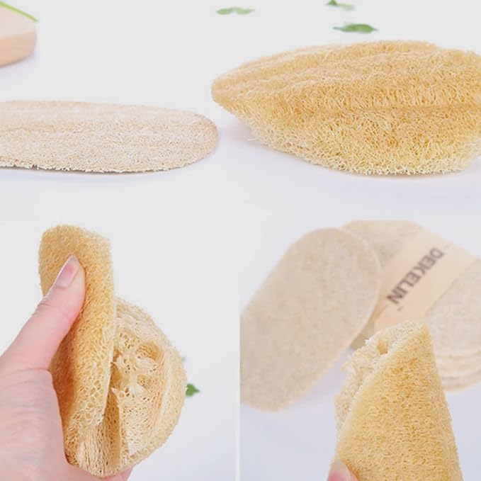 100% Natural Loofah Exfoliating Sponge (3 Pack) - Loofah Body Scrubber - Loofah Sponge - Organic Loofah - Exfoliating Body Sponge - Biodegradable Loofah - Bath Luffa Sponges - Exfoliating Loofah Pad