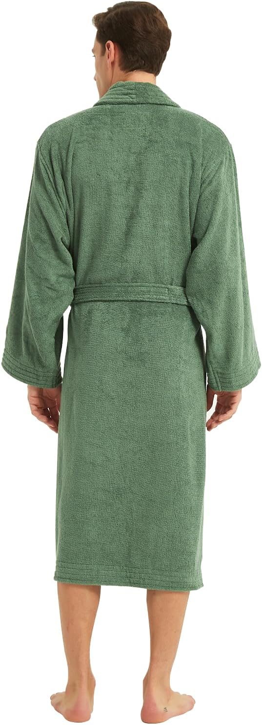 ZABER Bathrobe Mens,Pure Cotton Robe for Men,Thick Terry Cloth Bathrobe,Luxury Long Combed Men's Cotton Robe