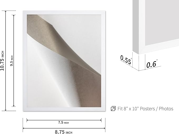 Monem Art Minimalist Folded Paper Abstract Print - Scandinavian Neutral Texture Art Poster - Wall Decor for Living Room, Bedroom or Office - 8x10 White Framed Wall Art by Mareike Bohmer