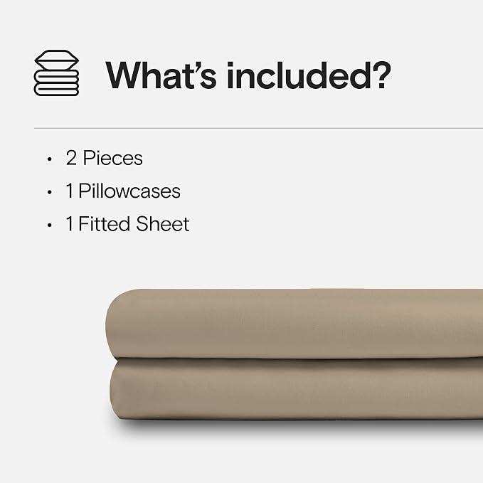 DOZ Sheet Set, 100% Viscose derived from Bamboo, Organically Grown, Buttery Soft, Cooling Sheets, High GSM, Deep Pockets - 2 Piece - 1 Pillowcase 1 Fitted Sheet (Dune, Twin XL)
