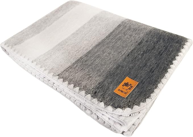 ALPAKITAS Alpaca Wool Blanket – Twin Size, 75 x 38 Inches – Warm & Lightweight – Couch, Bed, or Outdoor Blanket – Gray