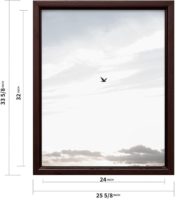 Monem Art Minimalist Bird in Sky Photography Print - Moody Nordic Landscape Art Poster - Wall Decor for Living Room, Bedroom or Office - 24x32 Brown Framed CANVAS Wall Art by Mareike Bohmer