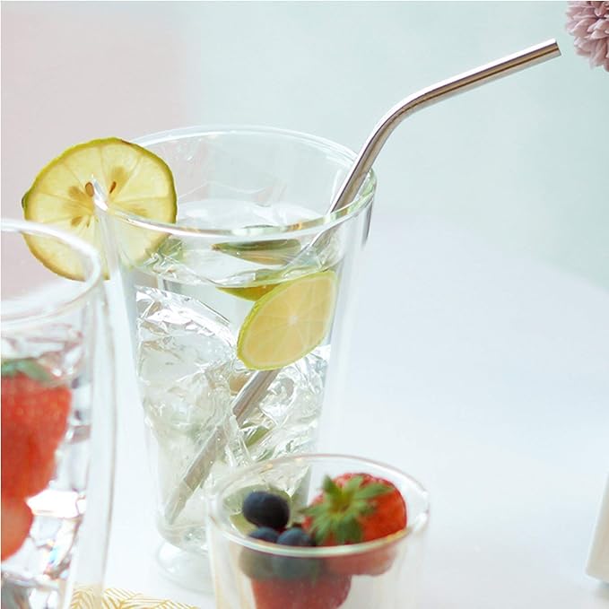 4 Pcs Reusable Metal Drinking Straws 8.5 Inch Stainless Steel Straw 6mm Diameter Wide -Compatible with 20oz Yeti Tumblers Eco-Friendly Washable non-plastic or glass - UNbreakable