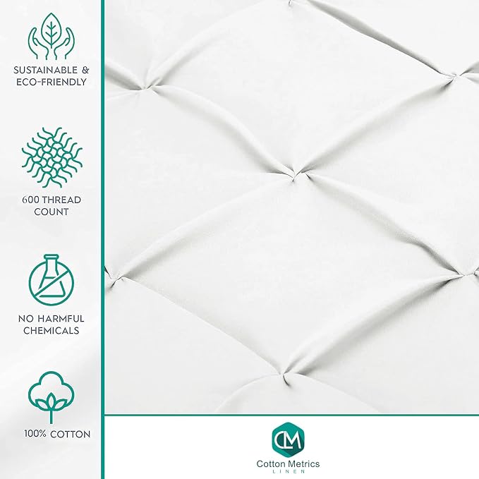 2 Pack Euro Pillow Shams 26x26 – 600 Thread Count 100% Organic Cotton Pinch White Square Pillow Covers with 2 Inch Flange, Soft & Smooth Premium Hotel-Quality Pillowcases Set of 2