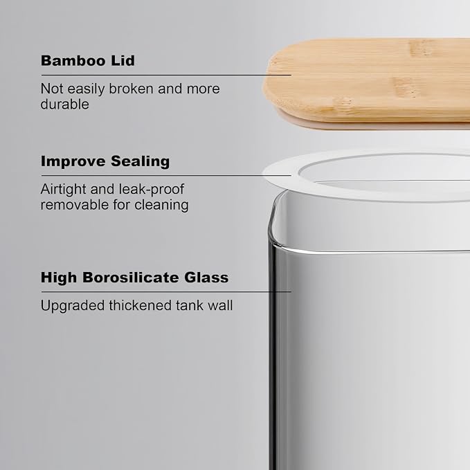 16.91Oz Airtight Glass Storage Containers with Bamboo Lids - Tea Coffee Sugar Canisters - Spice Jars with Lids - Seasoning Jars - Stacking Glass Jars for Spice,Cereal,Sweet,Sugar,Tea,Cookie