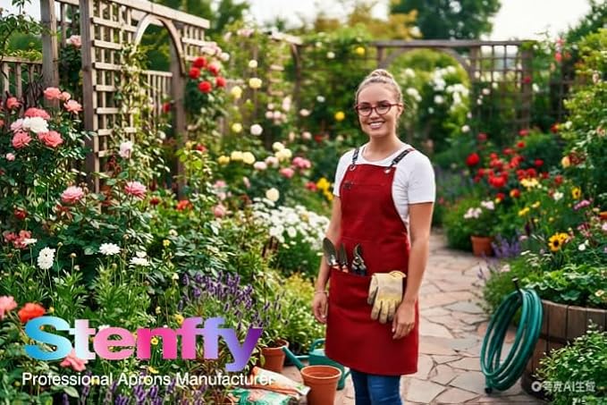 5 Pack Kitchen Apron, Work Apron, Canvas, Multiple Pockets, Gardening, Painting, BBQ, Artist, Carpenter, Sizes M to XXL, Red
