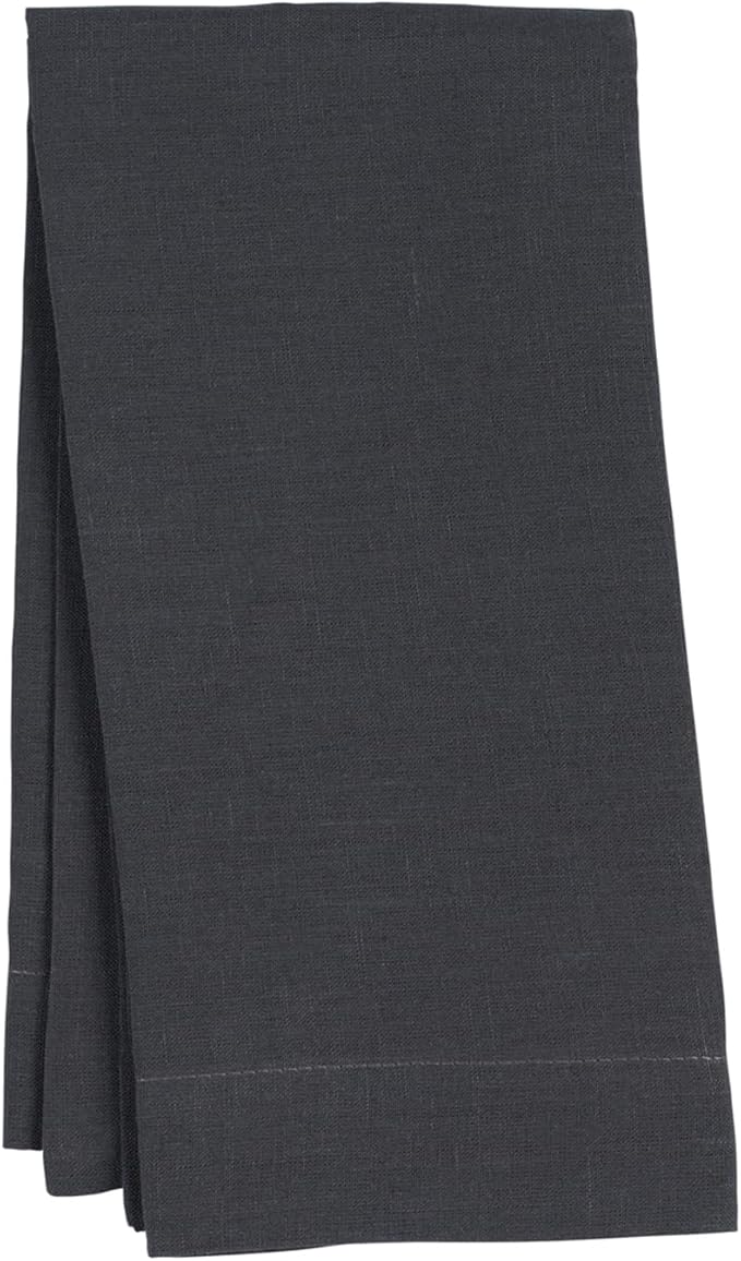 Huddleson Slate Charcoal Grey Linen Napkin 20x20 (Set of Four) Luxury Italian Linen Napkin Sewn in US