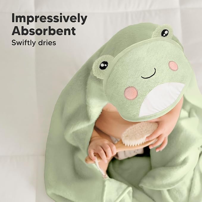 KeaBabies Baby Hooded Towel and Baby Hair Brush - Soft and Ultra Absorbent Toddler Towel with Hood, Kids Hairbrush with Soft Goat Bristles