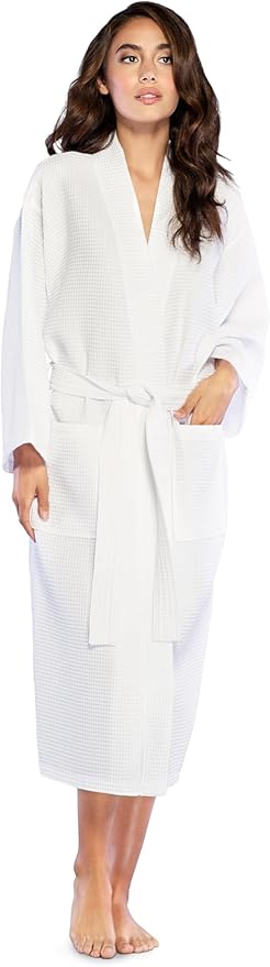 Turquaz Lightweight Long Waffle Kimono Spa Robe for Women