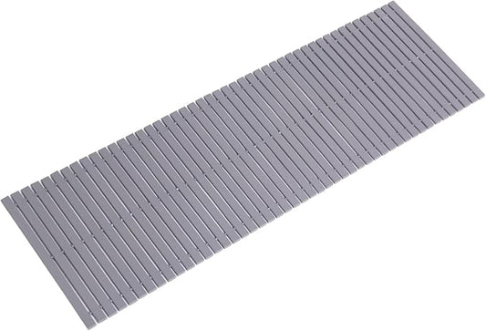 Bath Mat Bathroom Runner Long Large Rugs Floor Wood Shower Bathtub Waterproof Non Slip Accessories 16x48 Inch Easy to Clean, Striped Grey, 1 pc