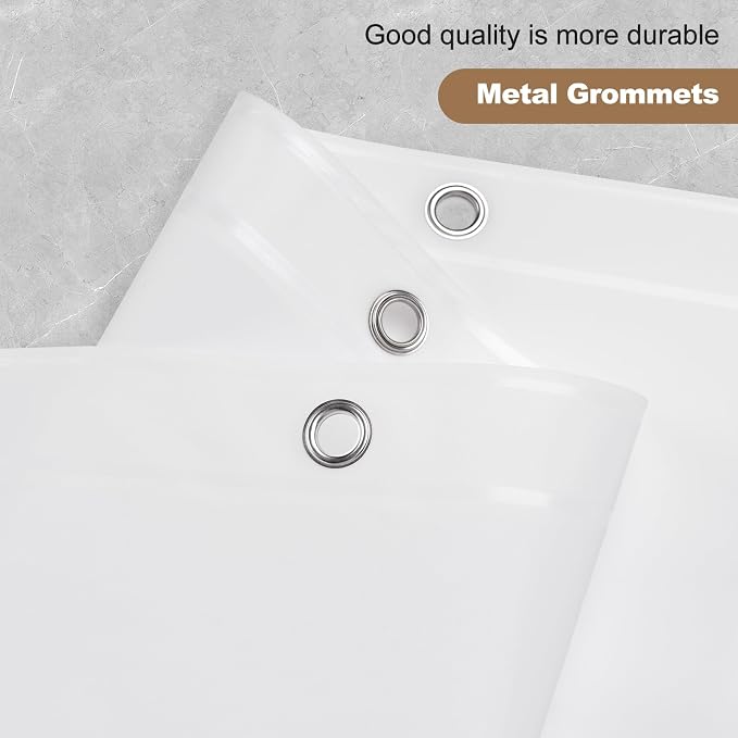 UFRIDAY White Stall Shower Curtain Liner Premium PEVA 48 x72 inch,Heavy Duty Shower Curtain with 2 Weighted Magnets, Plastic Waterproof Shower Curtains for Bathroom with 8 Hooks