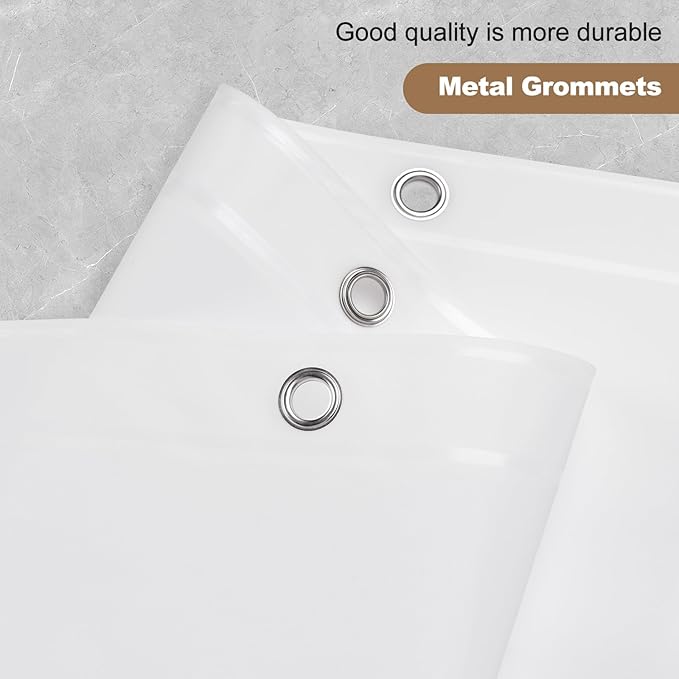 UFRIDAY White Shower Curtain Liner Premium PEVA, Shower Curtain with 3 Magnets, Metal Grommets, White, Standard Size 60x72 inch