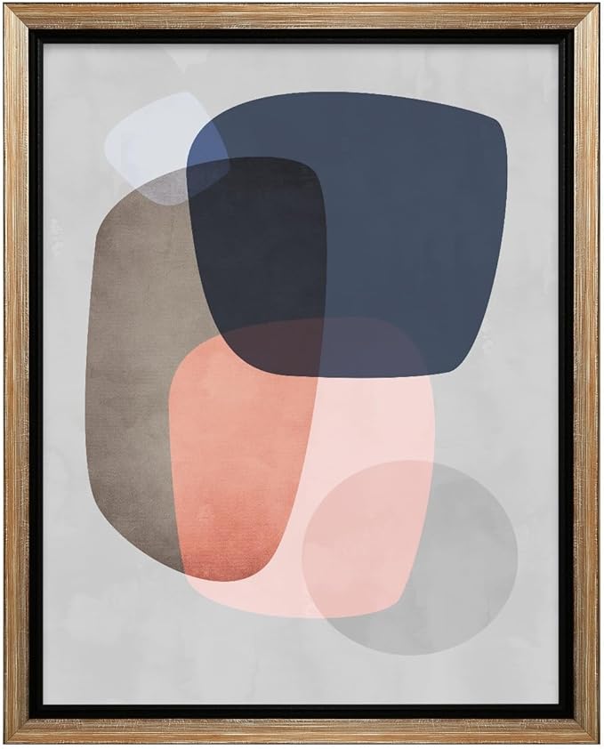 Monem Art Pastel Abstract Organic Shapes Print - Scandinavian Minimalist Art Poster - Wall Decor for Living Room, Bedroom or Office - 16x20 Silver Framed CANVAS Wall Art by Mareike Bohmer