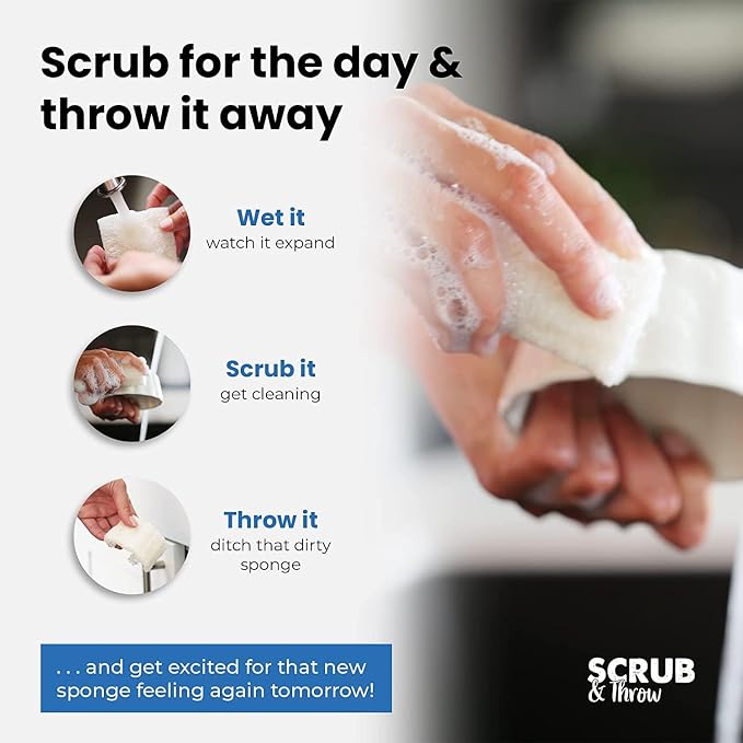 Scrub & Throw Loofah Scrub Sponge, Natural, Plastic-Free, Non-Scratch, for Kitchen, Dishes, Pots and Cleaning, Plant-Based, Plastic-Free, Eco-Friendly, Biodegradable, 90 Pack