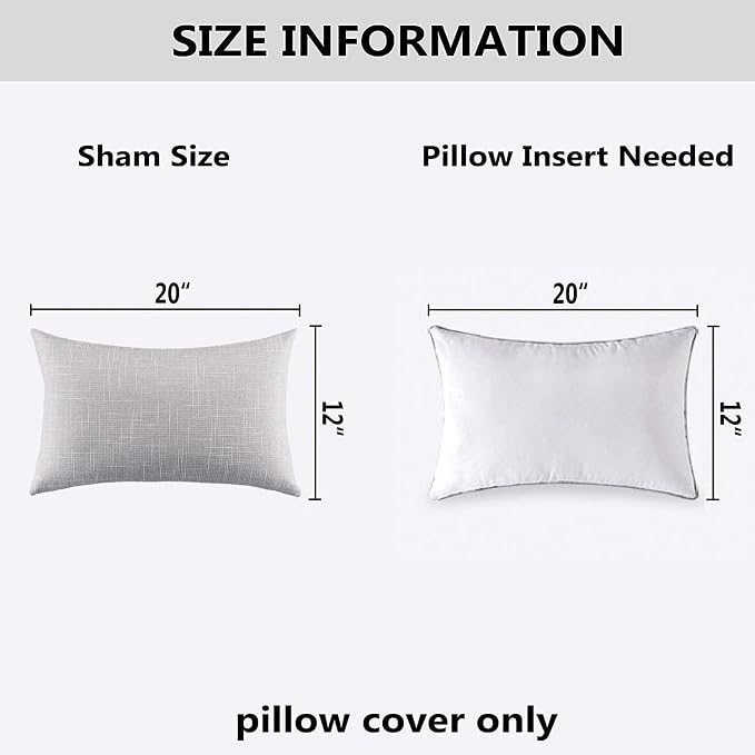 Kevin Textile Decorative Super Soft Lumbar Throw Pillow Cover Cushion Case, 2 Pieces, (12 x 20 inch, Grey White)