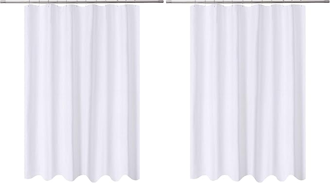 N&Y HOME Fabric Shower Curtain Liner Extra Long 72 x 84 Inches with 2 Bottom Magnets, Hotel Quality, Washable, White Spa Bathroom Curtains with Grommets, 72x84 (Pack of 2)