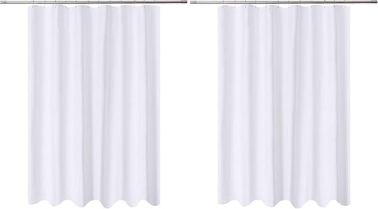 N&Y HOME Fabric Shower Curtain Liner Extra Long 72 x 84 Inches with 2 Bottom Magnets, Hotel Quality, Washable, White Spa Bathroom Curtains with Grommets, 72x84 (Pack of 2)