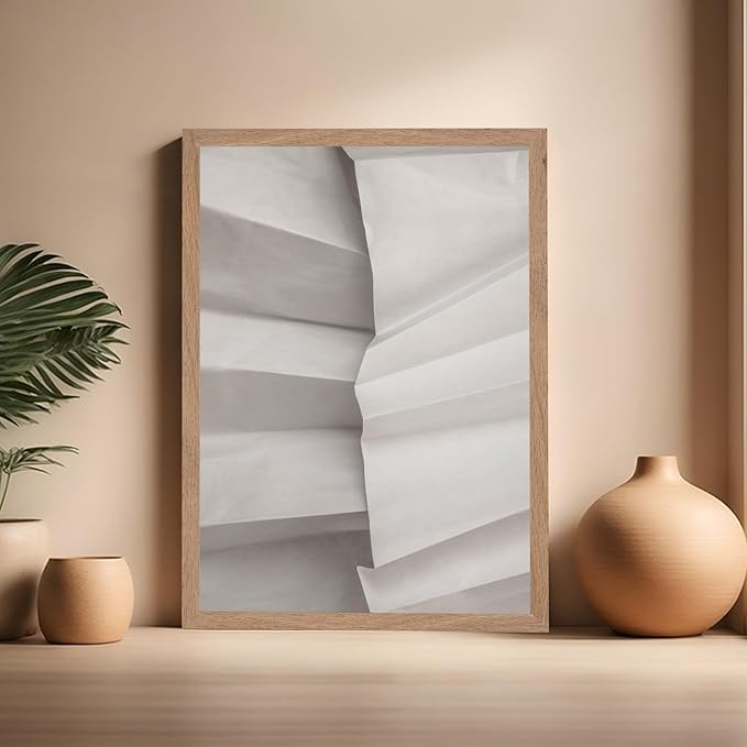 Monem Art Minimalist Folded Paper Texture Print - Neutral Abstract Modern Art Poster - Wall Decor for Living Room, Bedroom or Office - 16x20 Beige Framed Wall Art by Mareike Bohmer