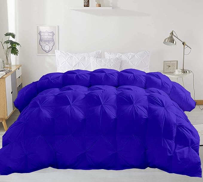 Hypoallergenic 1000-TC Pinch Pleated Down Alternative Comforter 1pc Comforter & 2 pcs Pillow Covers, 700 GSM & All Side Corner Tabs 100% Egyptian Cotton