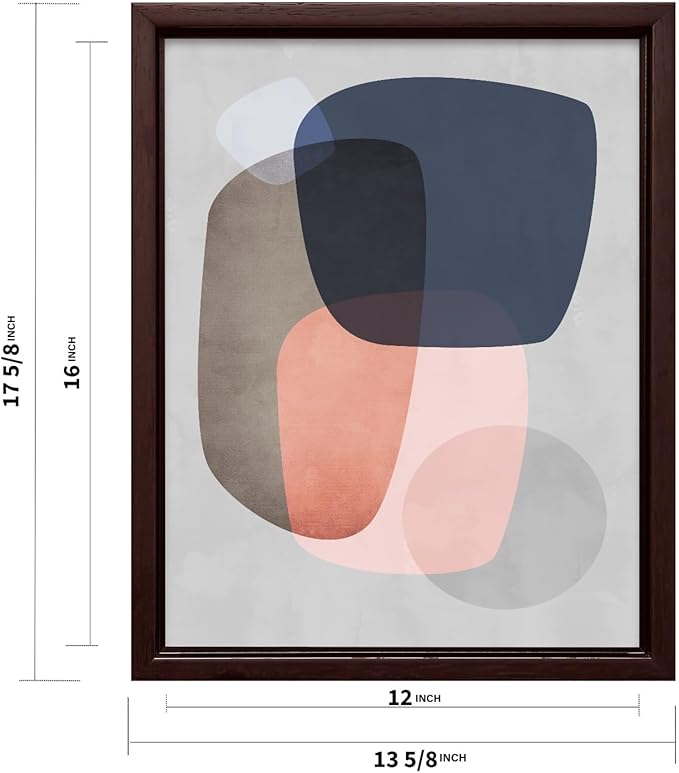 Monem Art Pastel Abstract Organic Shapes Print - Scandinavian Minimalist Art Poster - Wall Decor for Living Room, Bedroom or Office - 12x16 Brown Framed CANVAS Wall Art by Mareike Bohmer