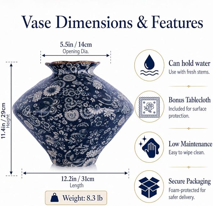 Wabi Sabi Rusty Vintage Vase, 11.4" Tall Wabi Sabi Decor Rustic Farmhouse Pottery Vase for Centerpiece, Textured Pottery Flower Vases for Home Decor, Table, Living Room, Bathroom, Kitchen (11.4 in)