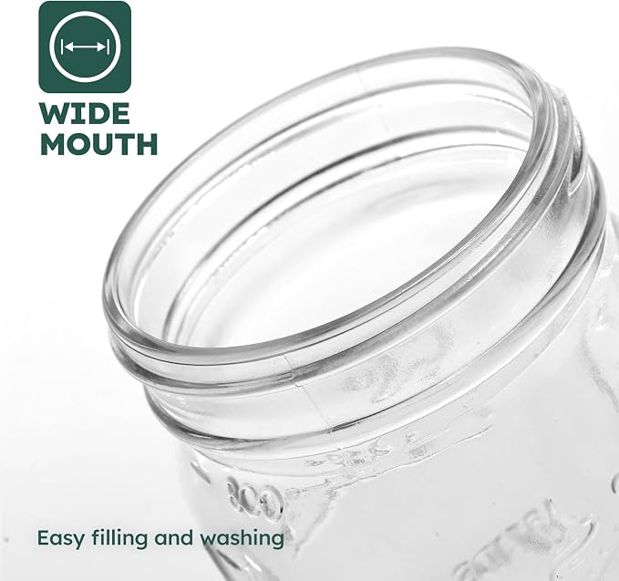 6 Pack 32 oz Glass Jars, Wide Mouth Mason Jars with Acacia Wood Airtight Lids for Food Storage, Snacks, Meal Prep & Lunch Leakproof