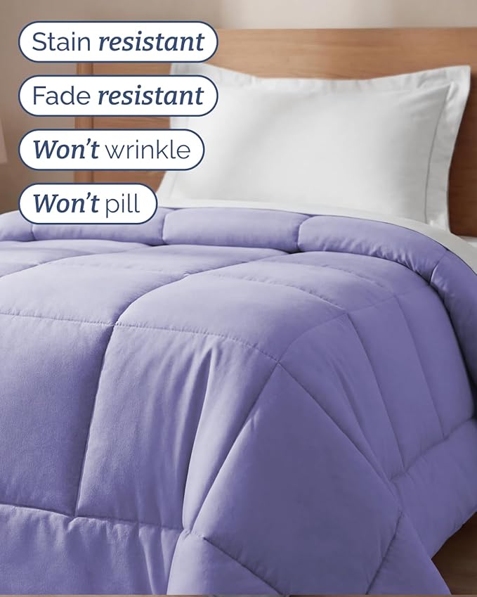Twin Size, Lavender Alternative Down Comforter - Warm, Lightweight & Breathable Hotel Quality Bedding Set for Men, Women, Kids & Teens - All Season Oversized Cooling Microfiber Duvet Insert Comforter