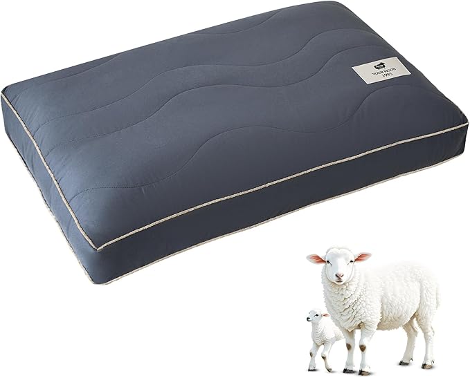 YOUR MOON Natural Soft Wool Pillow King Size, Support Soft Bed Pillows for Sleeping, Premium Australian Wool Filling with 100% Cotton Cover, Down Alternative Pillows (Gray)