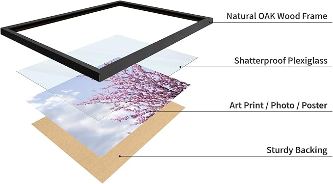Monem Art Cherry Blossom Spring Sky Photography Print - Floral Nature Art Poster - Wall Decor for Living Room, Bedroom or Office - 12x16 Black Framed Wall Art by Mareike Bohmer
