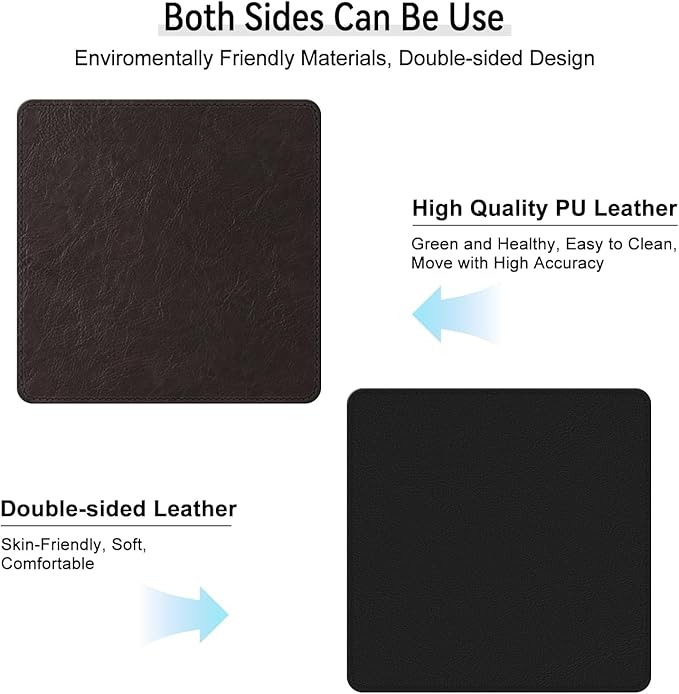 Imitation Crazy Horse Leather Desk Mat - Waterproof Desk Pad - Ideal for Large Mouse Pad and Desk Mats on Top of Desks (deep Coffe+Black, 11"*8")