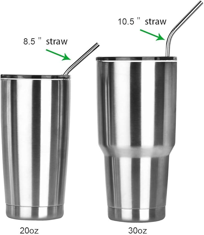 4 Pcs Reusable Metal Drinking Straws 8.5 Inch Stainless Steel Straw 6mm Diameter Wide -Compatible with 20oz Yeti Tumblers Eco-Friendly Washable non-plastic or glass - UNbreakable