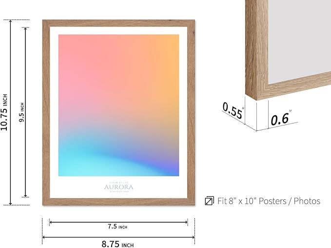 Monem Art Aurora Gradient Abstract Print - Minimalist Geometric Color Field Poster - Wall Decor for Living Room, Bedroom or Office - 8x10 Beige Framed Wall Art by Rs Lab Studio