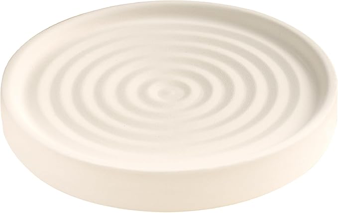Diatomite Soap Holder 4.8 in Natural Diatomaceous Earth Absorbent Tray Quick Dry Water Ripple Soap Dish (Beige)