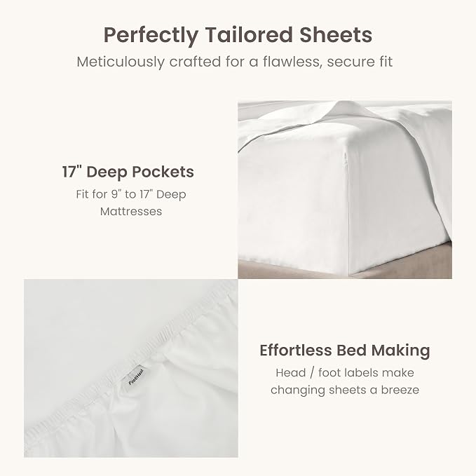 BIOWEAVES 100% Organic Cotton 1 Twin Fitted Sheet Only | 300 Thread Count Sateen Weave GOTS Certified with Deep Pocket - White