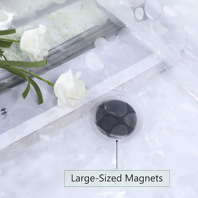 Shower Curtain Liner 76 Inches Long, 3D EVA Heavy Duty Vinyl Plastic Shower Curtain Liner with 3 Strong Weights and 12 Grommet Holes, Pebble, 72 x 76 Inch