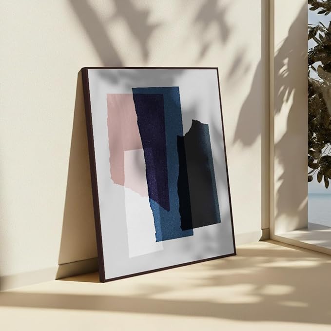 Monem Art Abstract Torn Paper Collage Print - Minimalist Modern Art Poster - Wall Decor for Living Room, Bedroom or Office - 16x20 Brown Framed CANVAS Wall Art by Mareike Bohmer