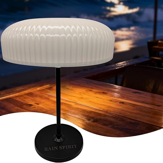 RAIN SPIRIT Solar Powered Table Lamp Outdoor,Desk Night Light Waterproof, Portable Cordless Rechargeable, Touch Color Changing- Gesture Control Lamp for Home,Bar,Bathroom,Patio, Garden