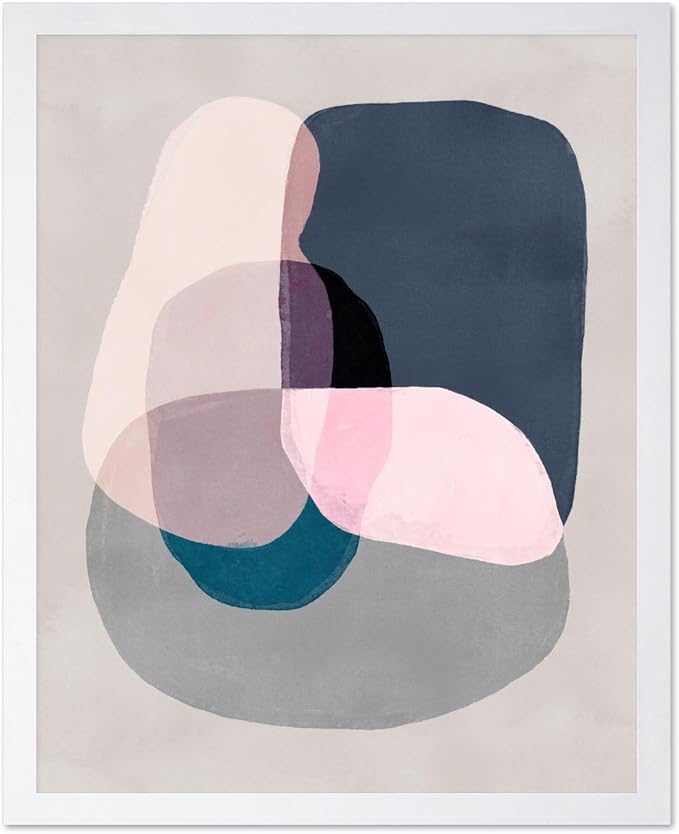 Monem Art Pastel Abstract Color Block Painting Print - Scandinavian Minimalist Art Poster - Wall Decor for Living Room, Bedroom or Office - 8x10 White Framed Wall Art by Mareike Bohmer