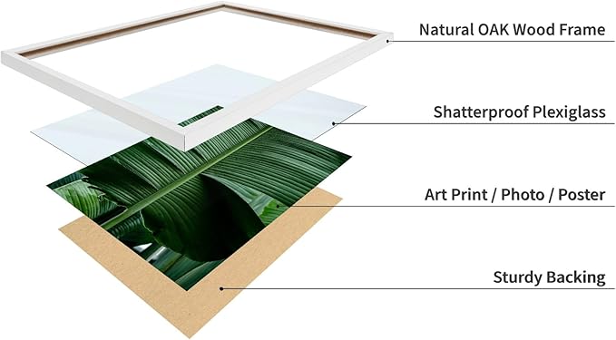 Monem Art Tropical Banana Leaf Photography Print - Minimalist Botanical Nature Poster - Wall Decor for Living Room, Bedroom or Office - 12x16 White Framed Wall Art by Mareike Bohmer