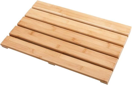 Bamboo Bath Mat Shower Mat Non Slip Water Resistant Floor Pad 19.69x12.99x1.38 Inch Natural Wood Bathroom Decor