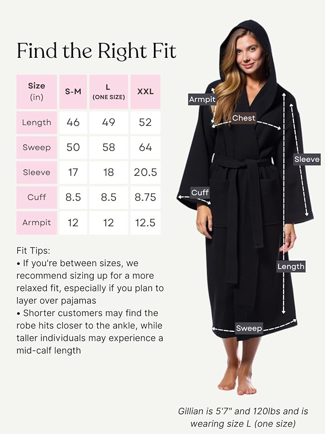 Turquaz Lightweight Waffle Knit Kimono Bathrobe - Soft Cotton Blend Spa Robe, Fast-Drying Full-Length Unisex Robes for Women