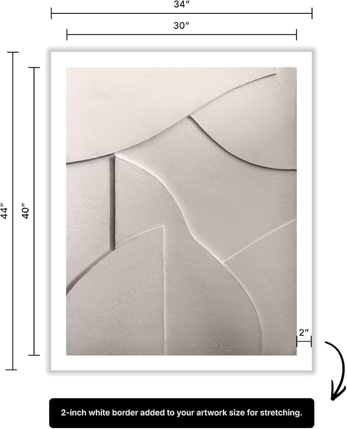 Monem Art Minimalist White Geometric Texture Print - Abstract Scandinavian Wall Art Poster - Wall Decor for Living Room, Bedroom or Office - 30x40 ROLLED CANVAS Wall Art by Mareike Bohmer