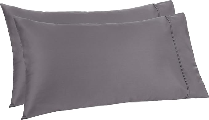 Amazon Aware 100% Organic Cotton 300 Thread Count Pillowcase Set, Dark Gray, King, 2 Pack, 40" x 20"