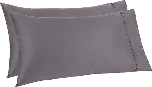 Amazon Aware 100% Organic Cotton 300 Thread Count Pillowcase Set, Dark Gray, King, 2 Pack, 40" x 20"