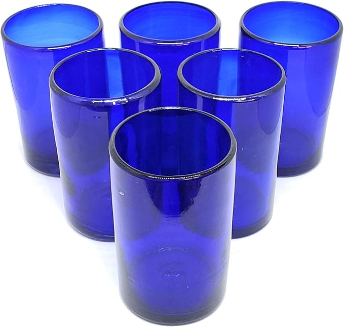 Solid Cobalt Blue 14 oz Drinking Glasses (set of 6), Recycled Glass, Lead-free, Toxin-Free (14oz Drinking)