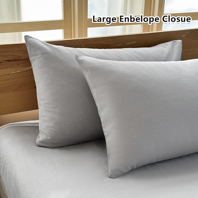 100% French Flax Linen Duvet Cover Set Full, 3-Piece Soft Breathable Cooling Bedding for Hot Sleepers, Natural Washed Linen with Zipper Closure & 8 Corner Ties (Full, Grey)